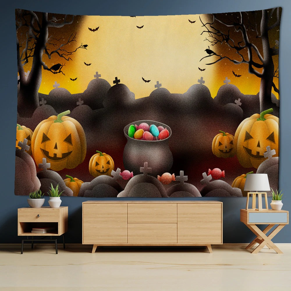 Halloween Pumpkin Party Tapestry Wall Hanging Tapis Cloth