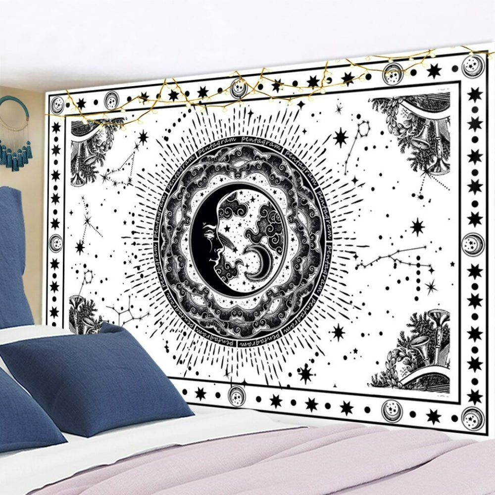 Black and White Art Tapestry Wall Hanging Tapis Cloth