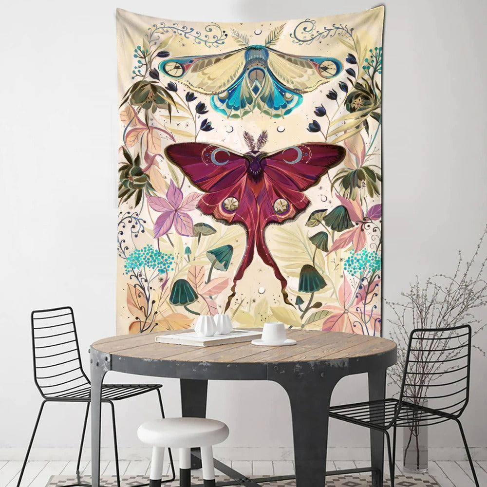 Butterfly Floral Tapestry Wall Hanging Tapis Cloth