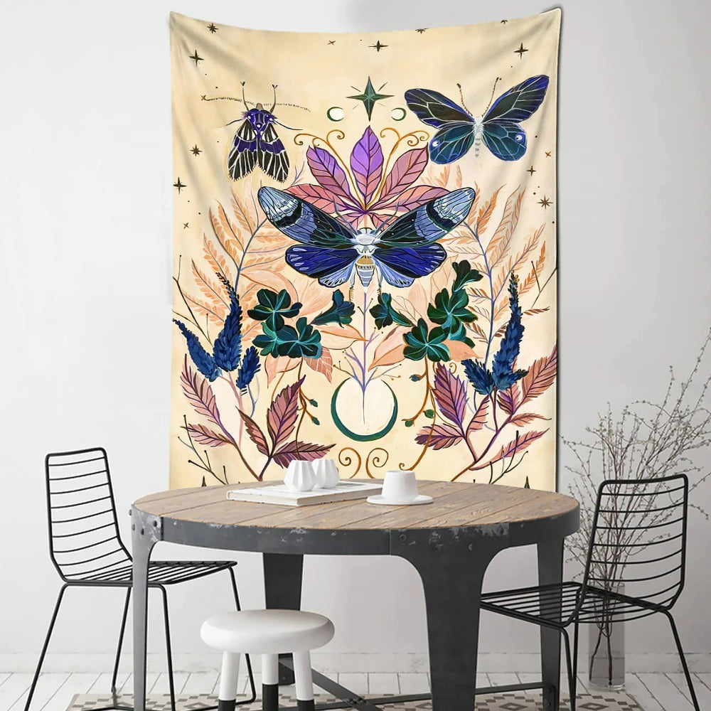 Butterfly Floral Tapestry Wall Hanging Tapis Cloth