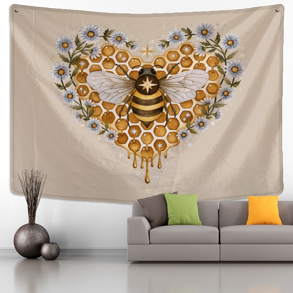 Bee Floral Tapestry Wall Hanging Tapis Cloth