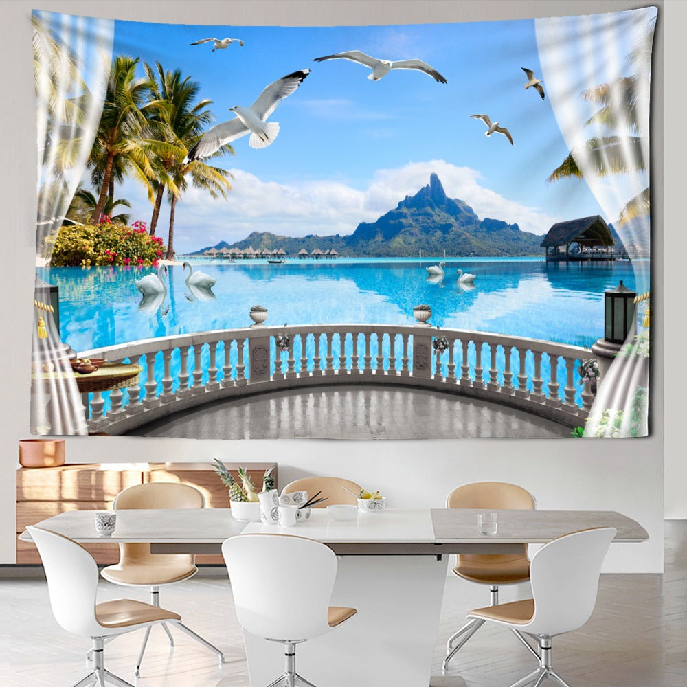 Summer Beach Tapestry Wall Hanging Tapis Cloth