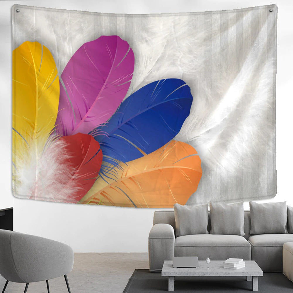 Feathers Print Tapestry Wall Hanging Tapis Cloth
