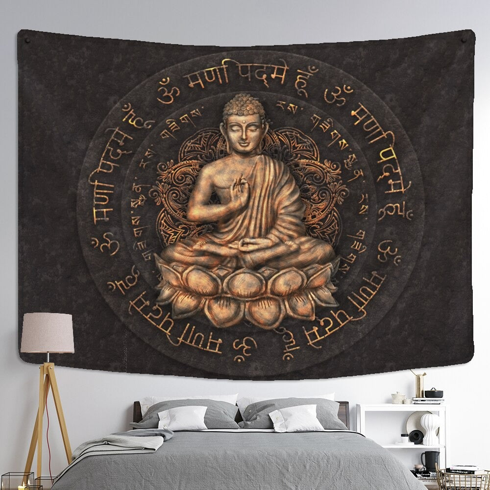 Psychedelic Indian Buddha Tapestry Wall Hanging Tapis Cloth