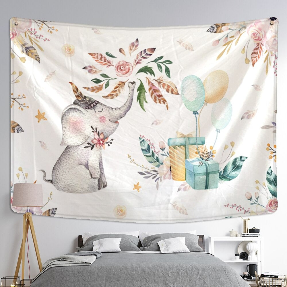 Zoo Cartoon Illustration Tapestry Wall Hanging Tapis Cloth