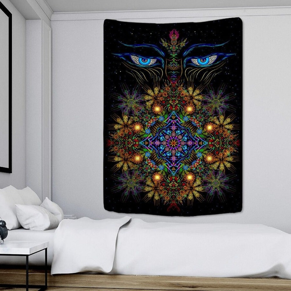 Psychedelic Human Face Tapestry Wall Hanging