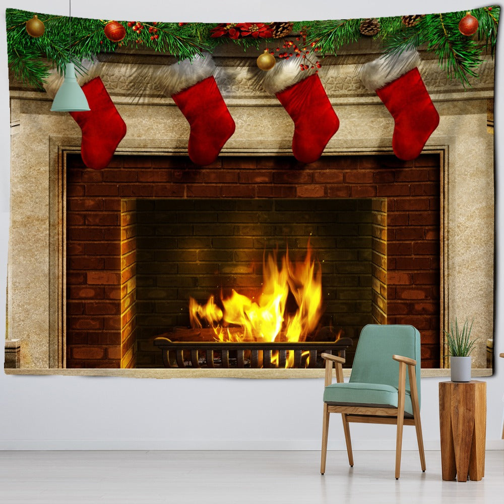 Christmas Fireplace Tapestry Wall Hanging Tapis Cloth – Original