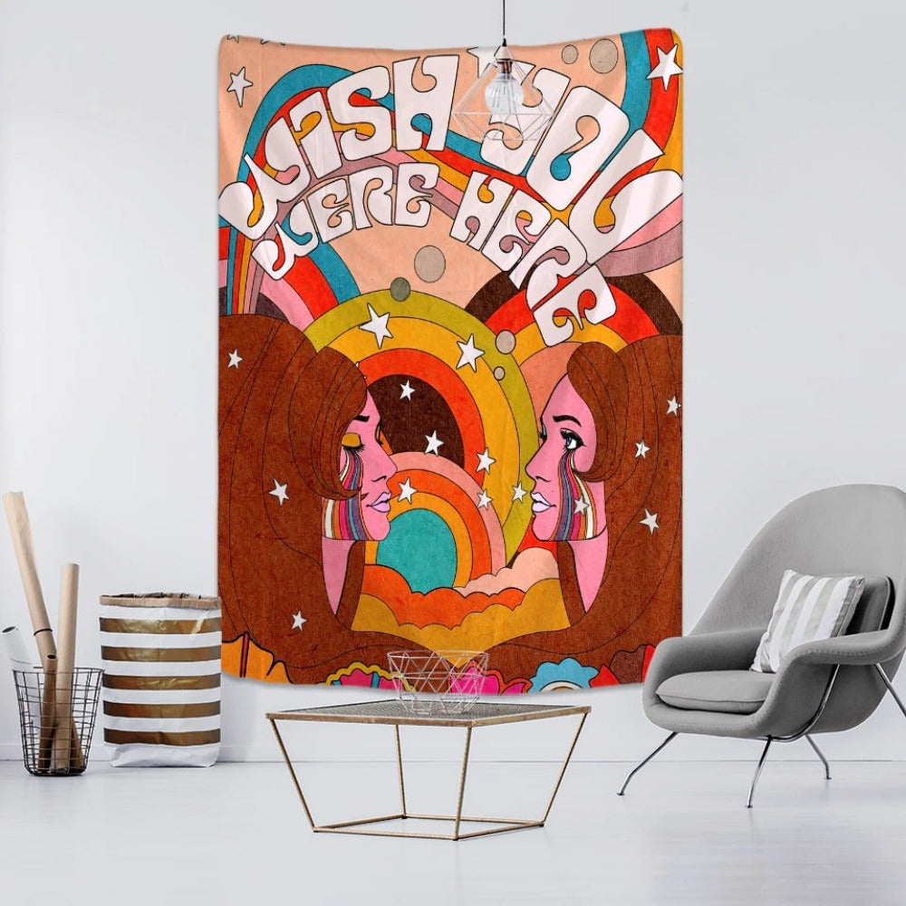 Psychedelic Print Tapestry Wall Hanging Tapis Cloth
