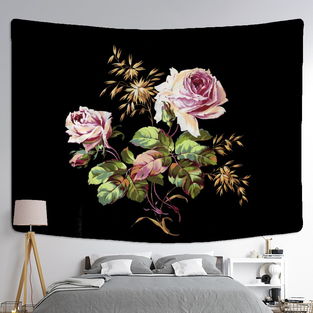 Gerbera Tapestry Wall Hanging Black Background Cloth