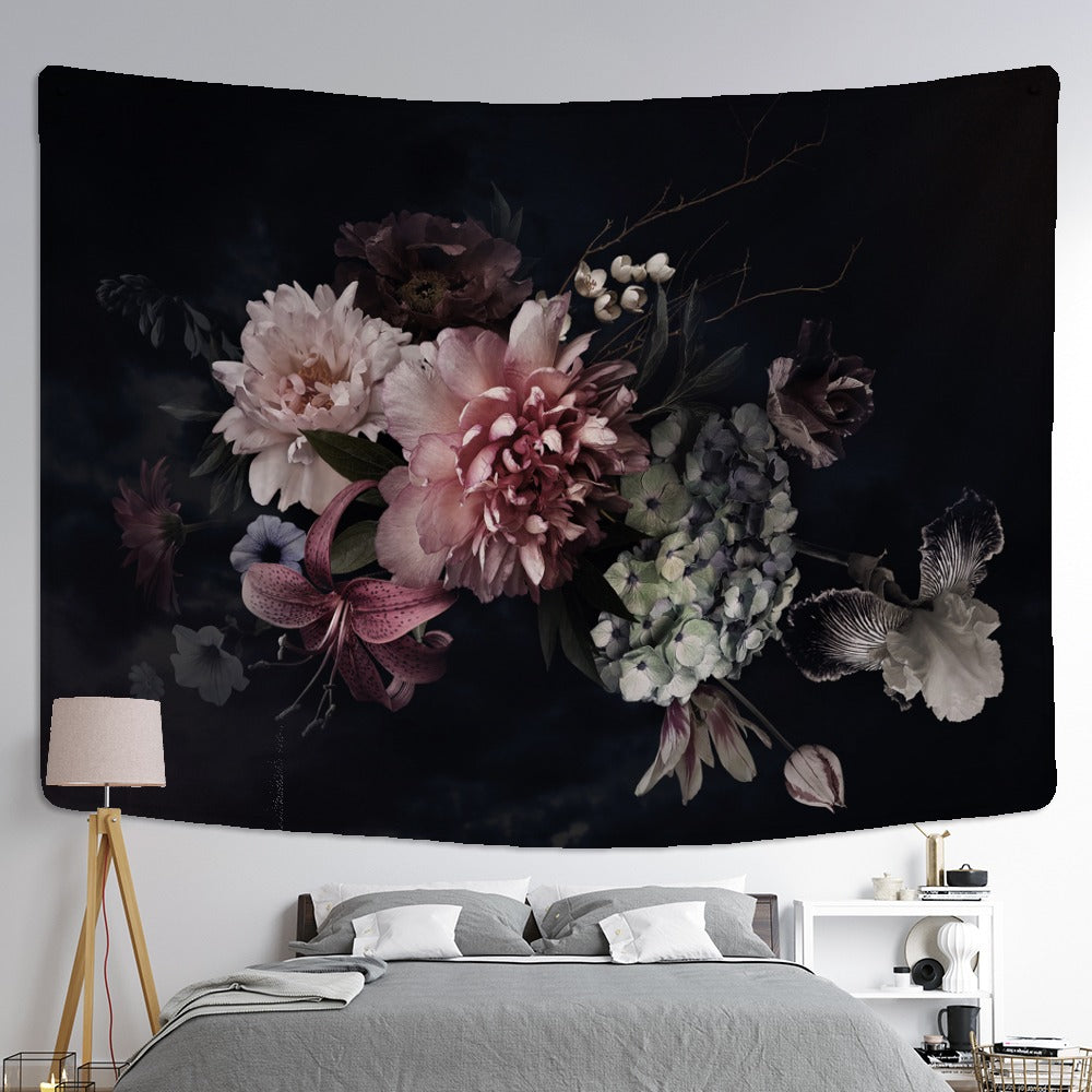 Gerbera Tapestry Wall Hanging Black Background Cloth
