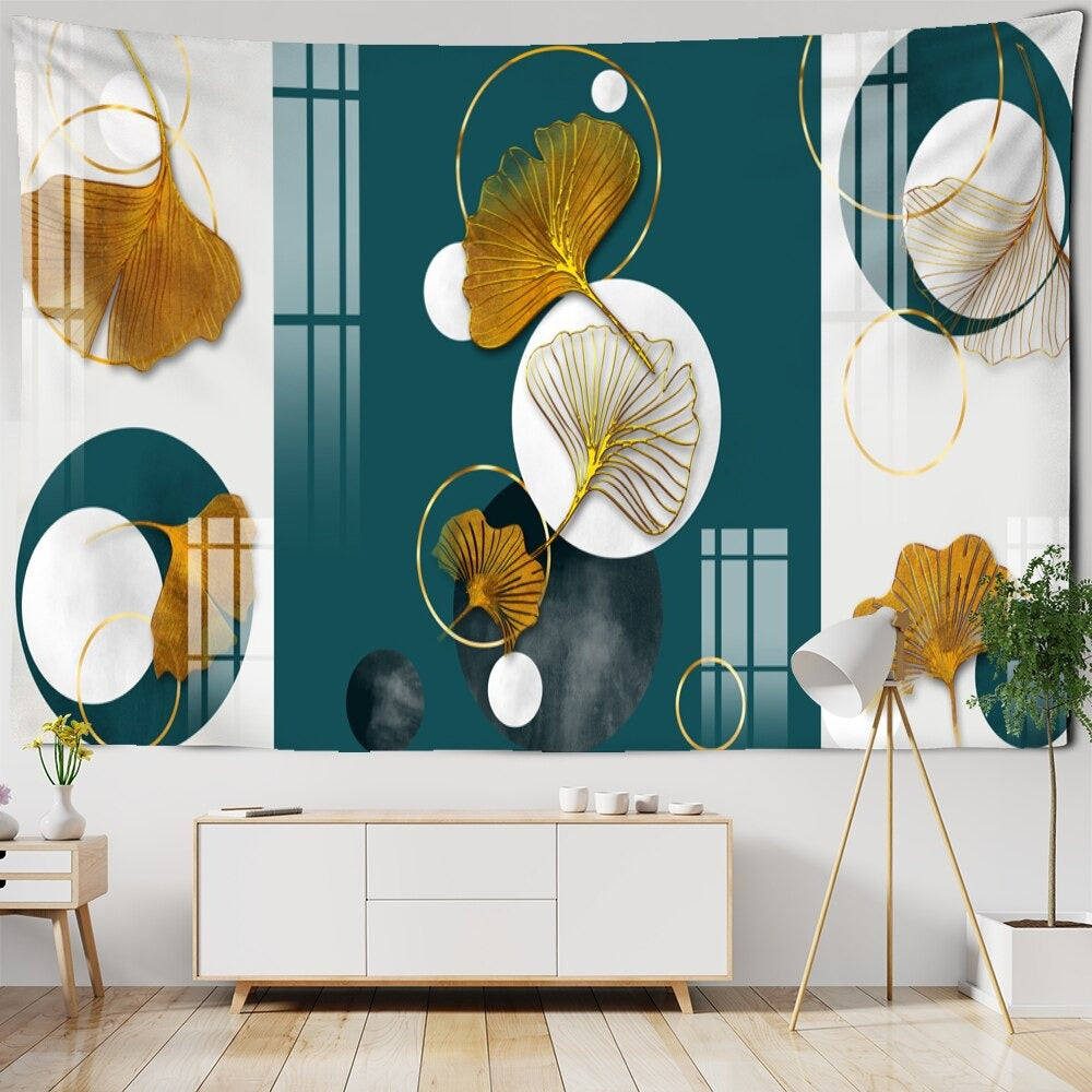 Marble Ginkgo Leaf Tapestry Wall Hanging Tapis Cloth