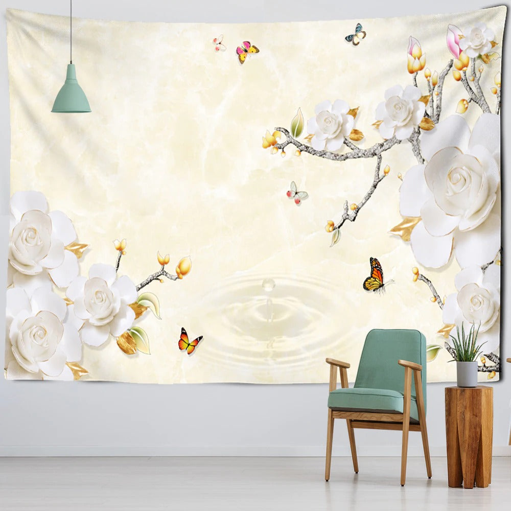 Artistic Flower Bird Tapestry Wall Hanging Tapis Cloth