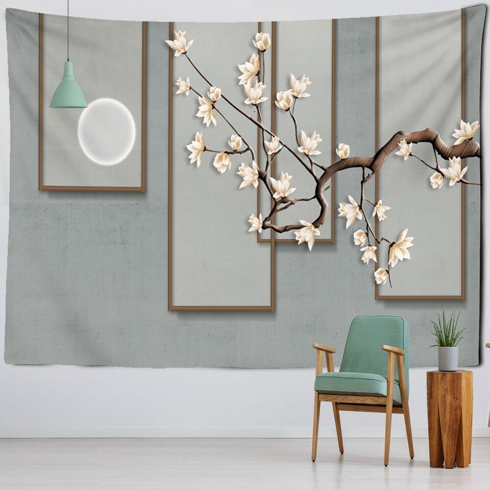 Artistic Flower Bird Tapestry Wall Hanging Tapis Cloth