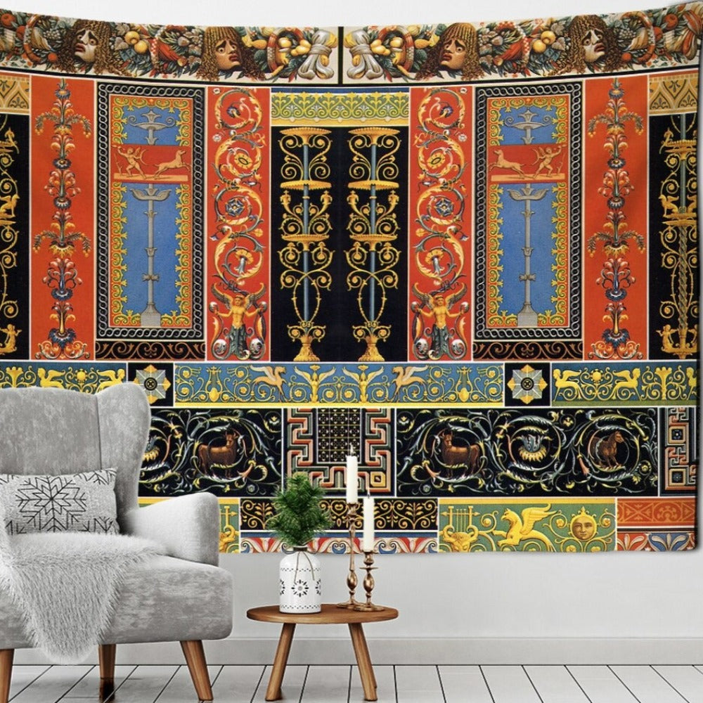 European Retro Pattern Tapestry Wall Hanging Tapis Cloth
