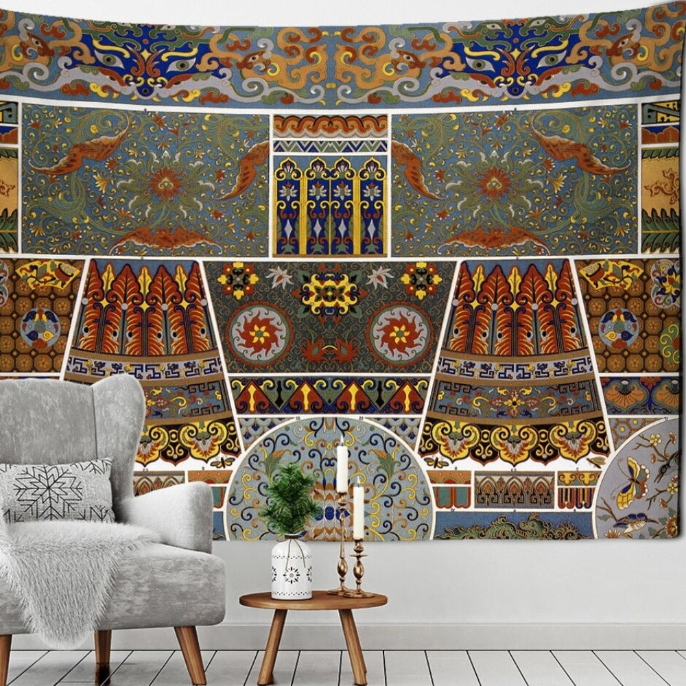 European Retro Pattern Tapestry Wall Hanging Tapis Cloth