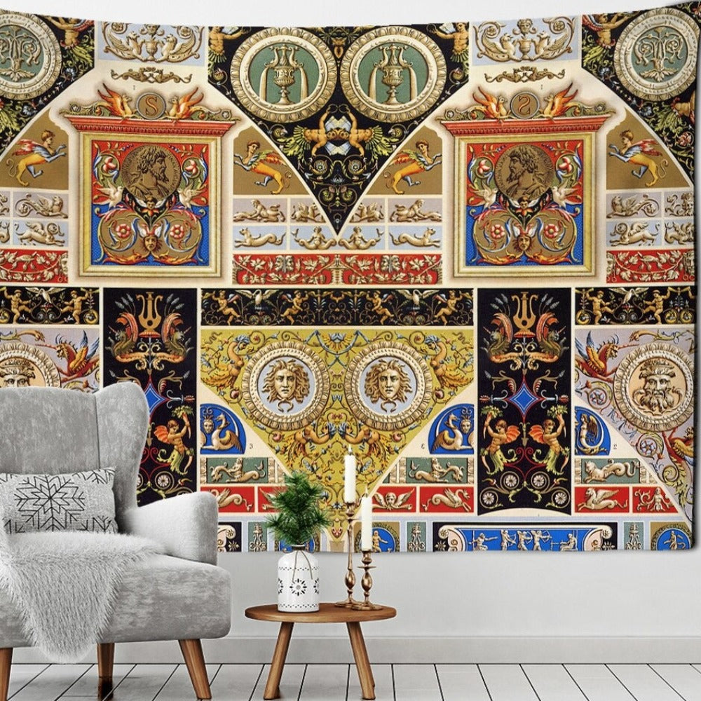 European Retro Pattern Tapestry Wall Hanging Tapis Cloth