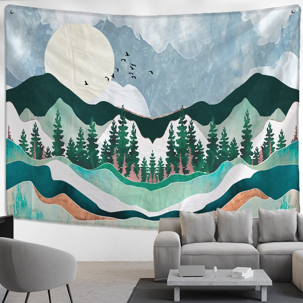 Moon Night View Tapestry Wall Hanging Tapis Cloth