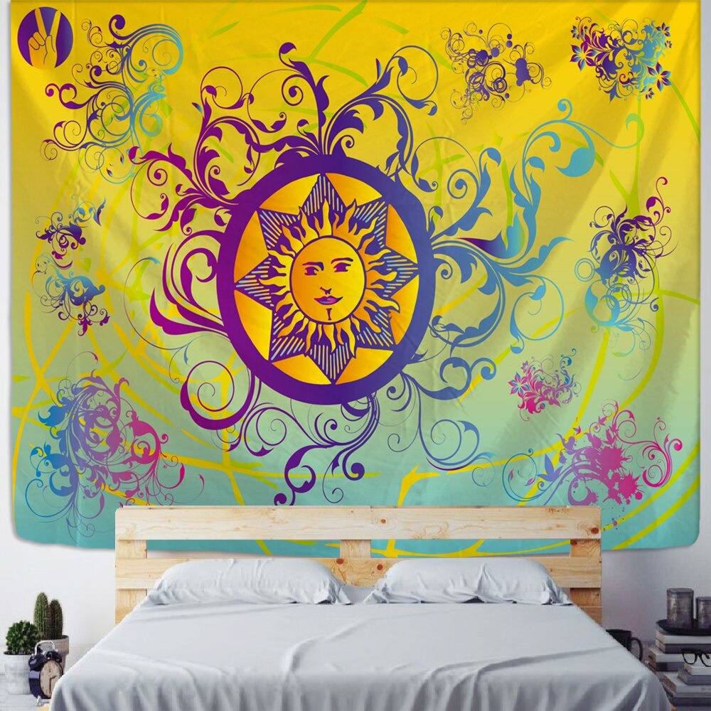 Half Face Sun Moon Tapestry Wall Hanging Tapis Cloth