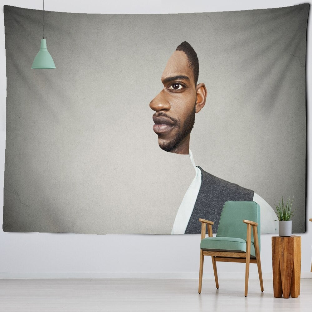 Half-Person Face Tapestry Wall Hanging Tapis Cloth