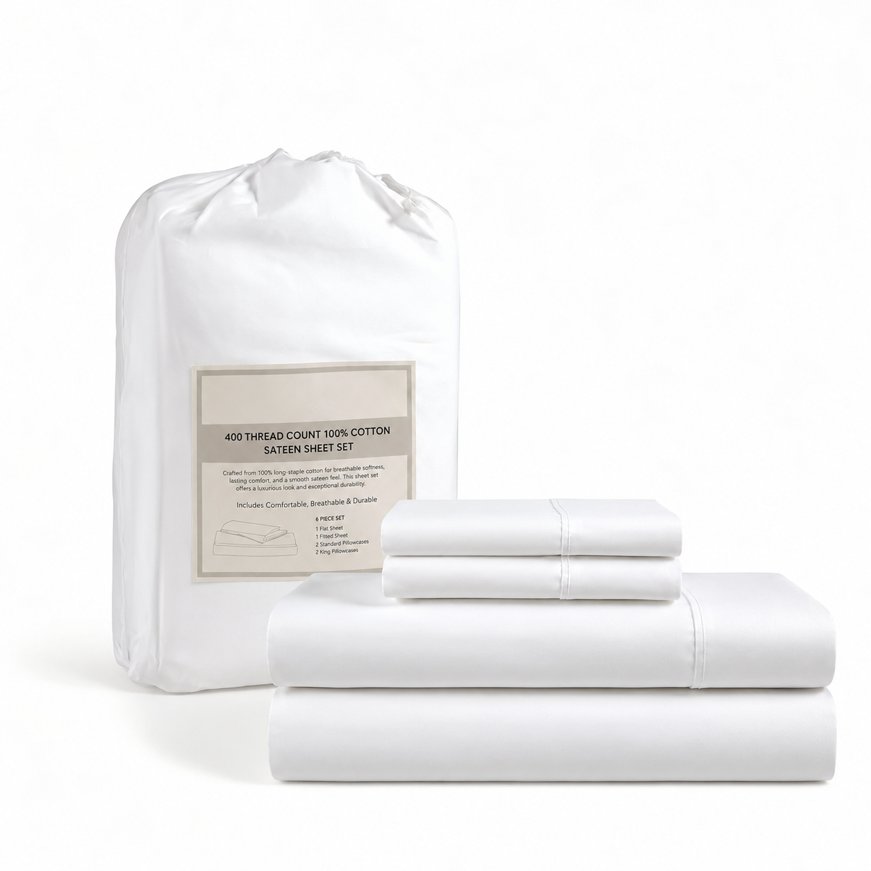 Lightweight Bed Sheet Set With Deep Pocket Fitted Sheet And 2 Pillowcases