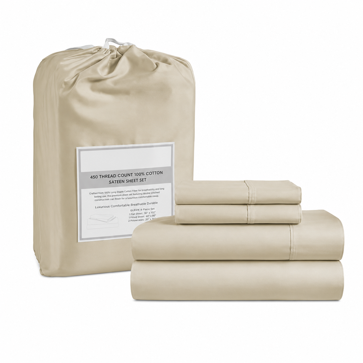 Lightweight Bed Sheet Set With Deep Pocket Fitted Sheet And 2 Pillowcases