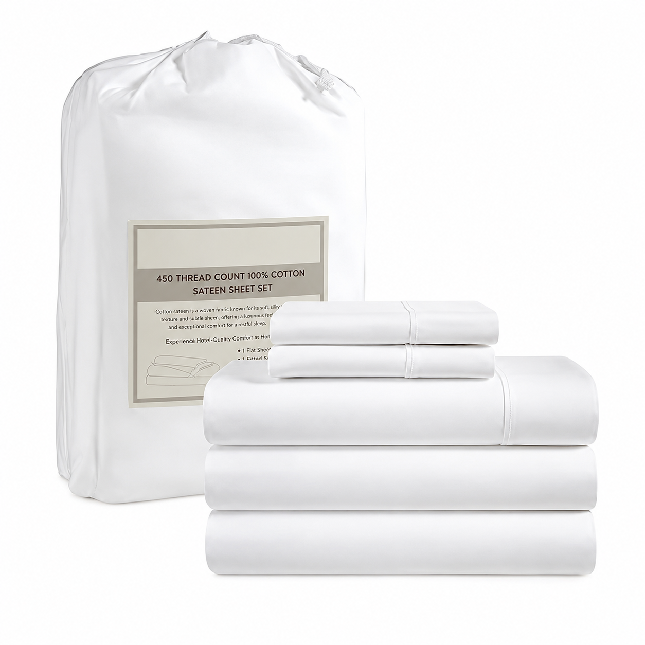 Lightweight Bed Sheet Set With Deep Pocket Fitted Sheet And 2 Pillowcases