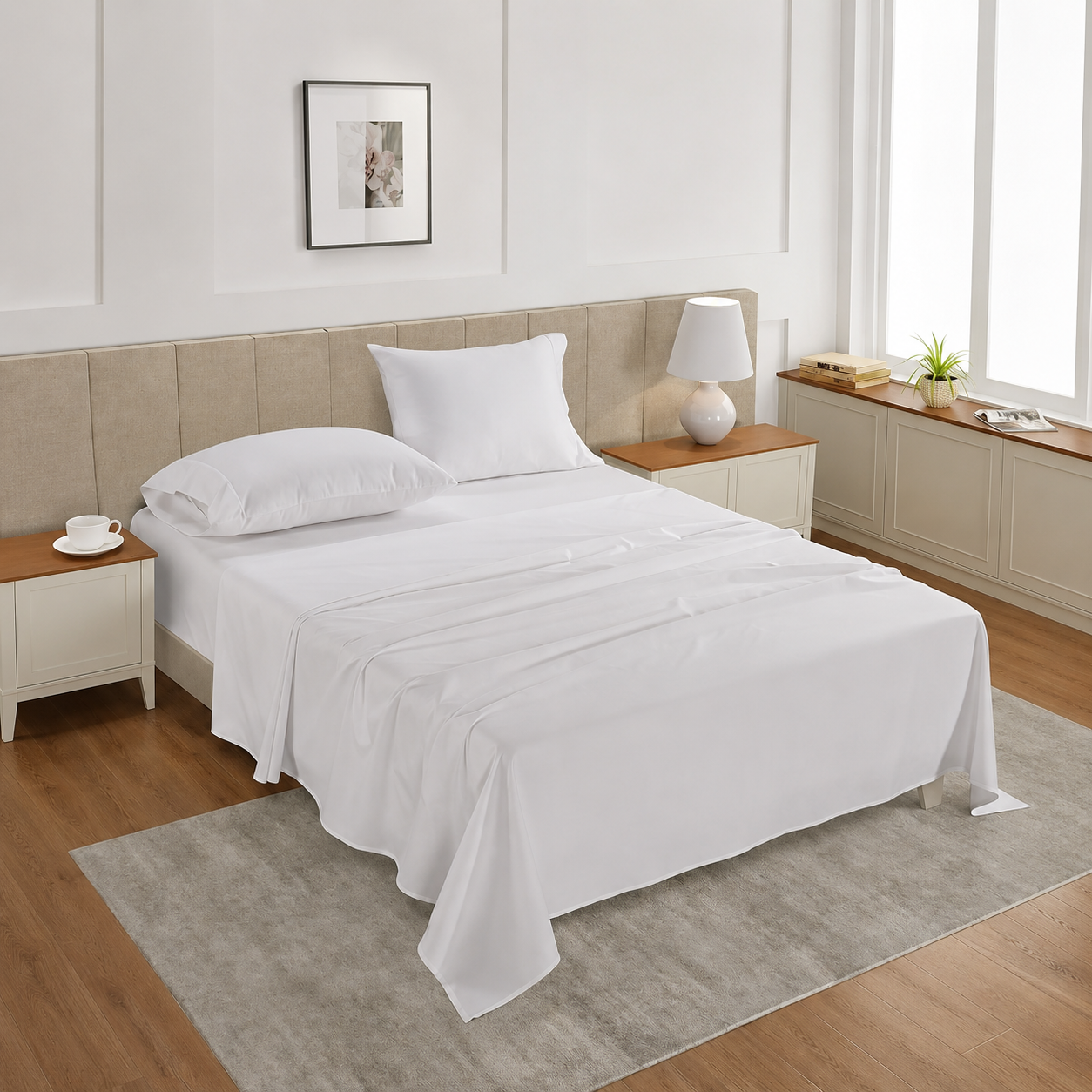 Lightweight Bed Sheet Set With Deep Pocket Fitted Sheet And 2 Pillowcases