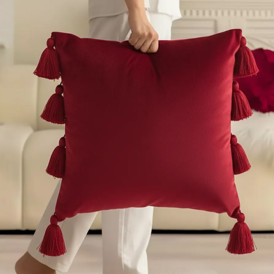 Christmas 3D Floral Patchwork Velvet Decorative Cushion Cover