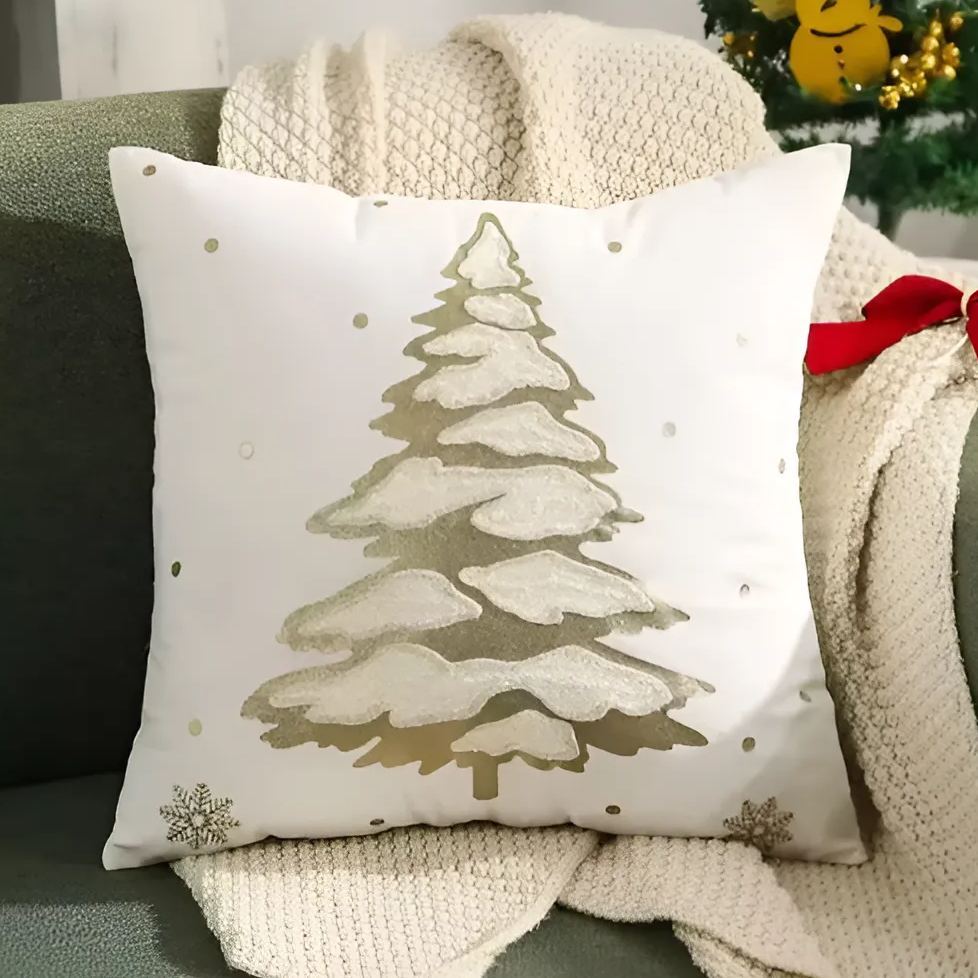 Christmas Cartoon Embroidered Decorative Cushion Cover