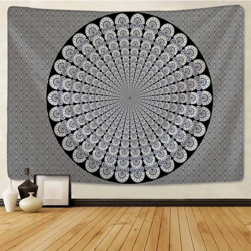 Black Mandala Tapestry Wall Hanging Tapis Cloth