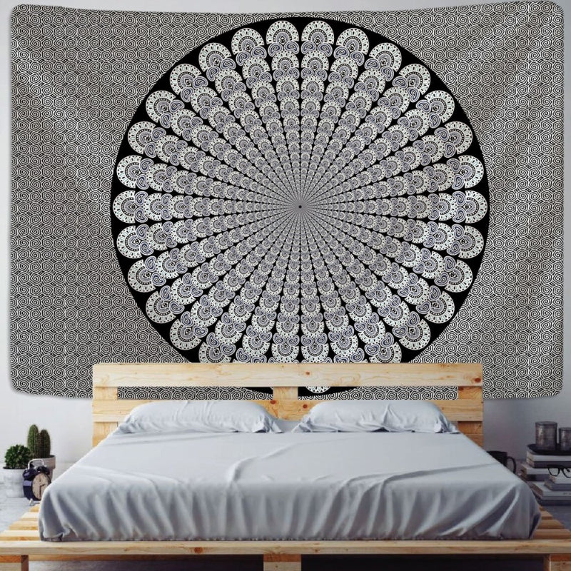 Black Mandala Tapestry Wall Hanging Tapis Cloth