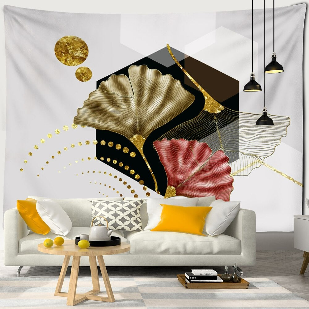 Marble Ginkgo Leaf Tapestry Wall Hanging Tapis Cloth