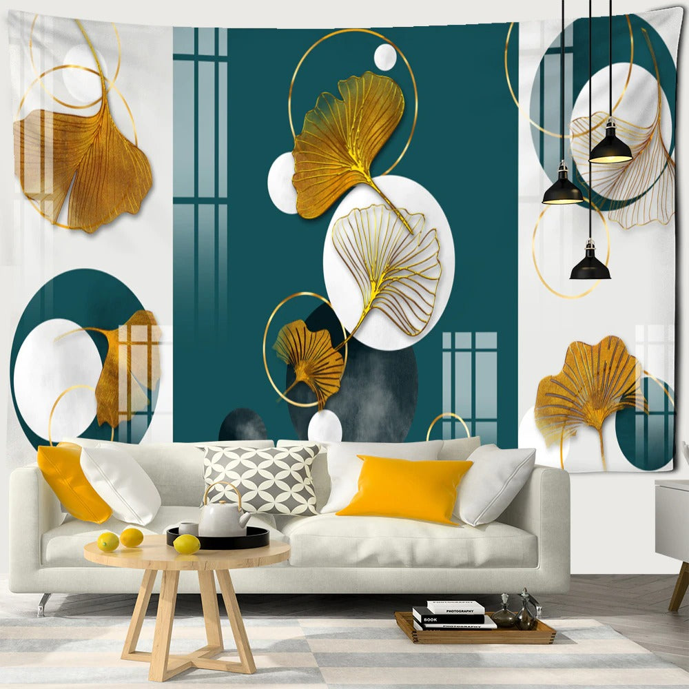 Marble Ginkgo Leaf Tapestry Wall Hanging Tapis Cloth