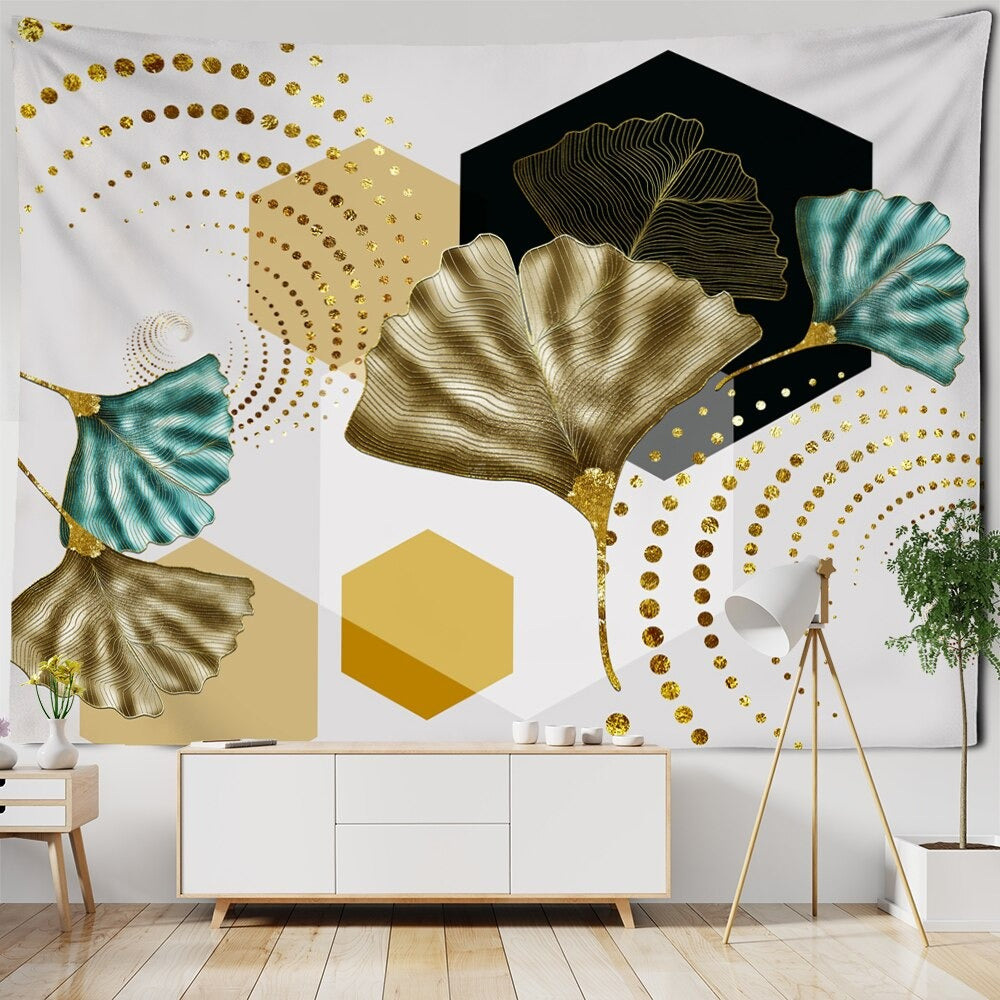 Marble Ginkgo Leaf Tapestry Wall Hanging Tapis Cloth