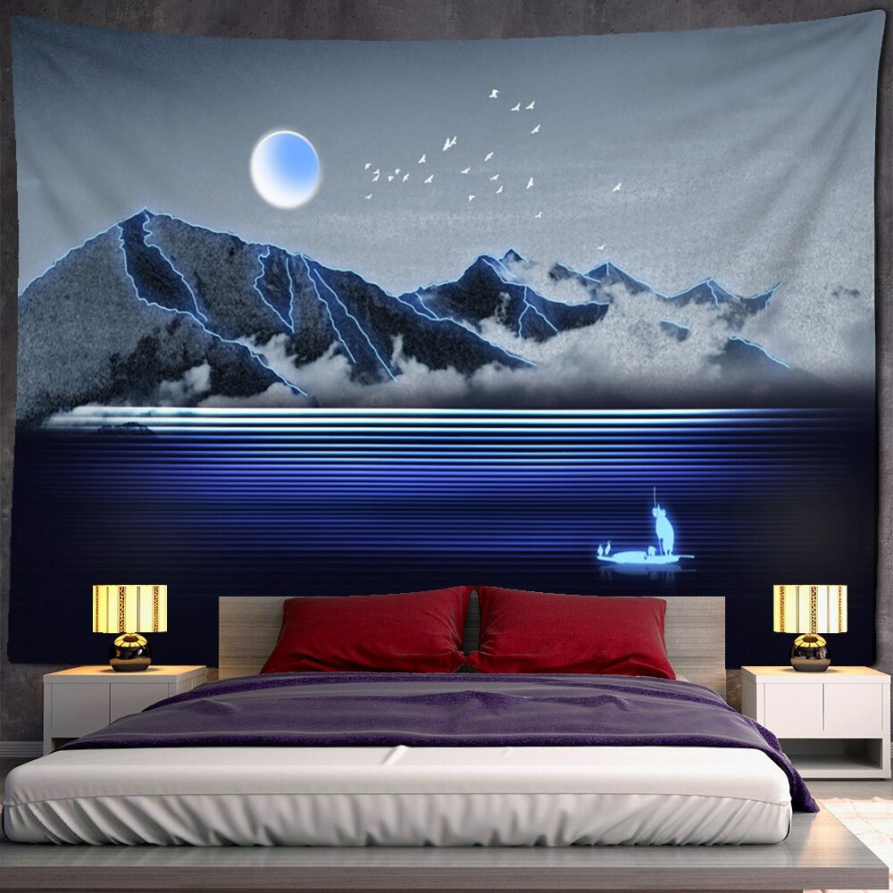 Moon Night View Tapestry Wall Hanging Tapis Cloth