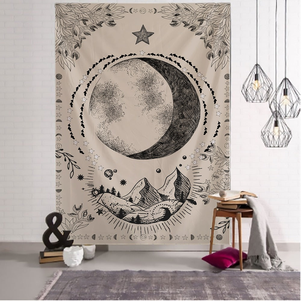 Moon Tarot Tapestry Wall Hanging Tapis Cloth