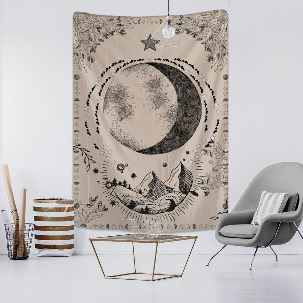 Moon Tarot Tapestry Wall Hanging Tapis Cloth