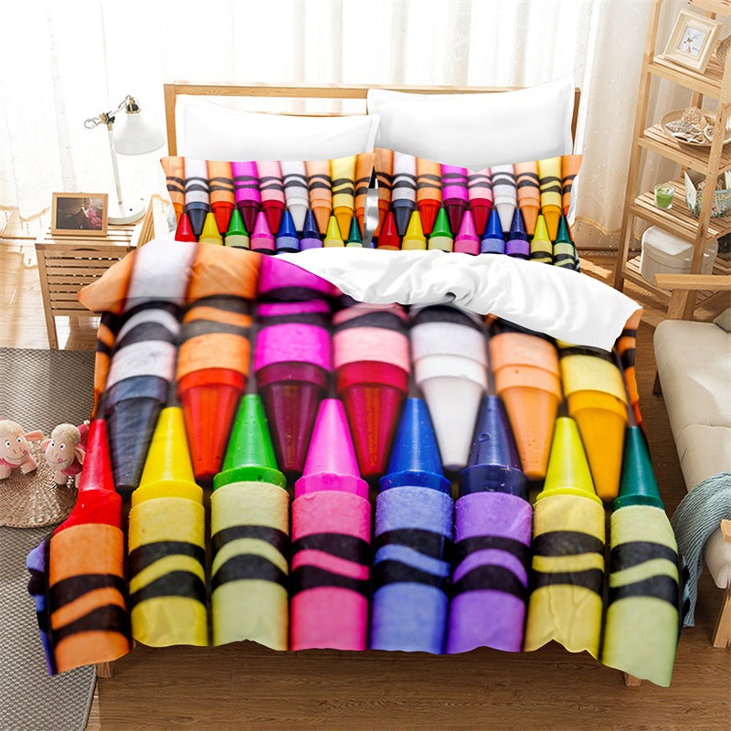 Crayon Design Digital Printed Bedding Set