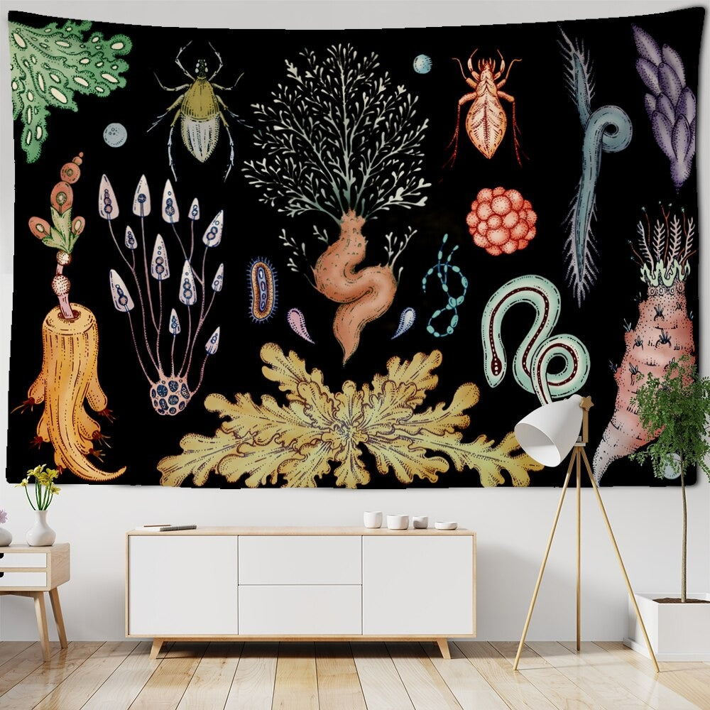 Abstract Plants Print Tapestry Wall Hanging Tapis Cloth