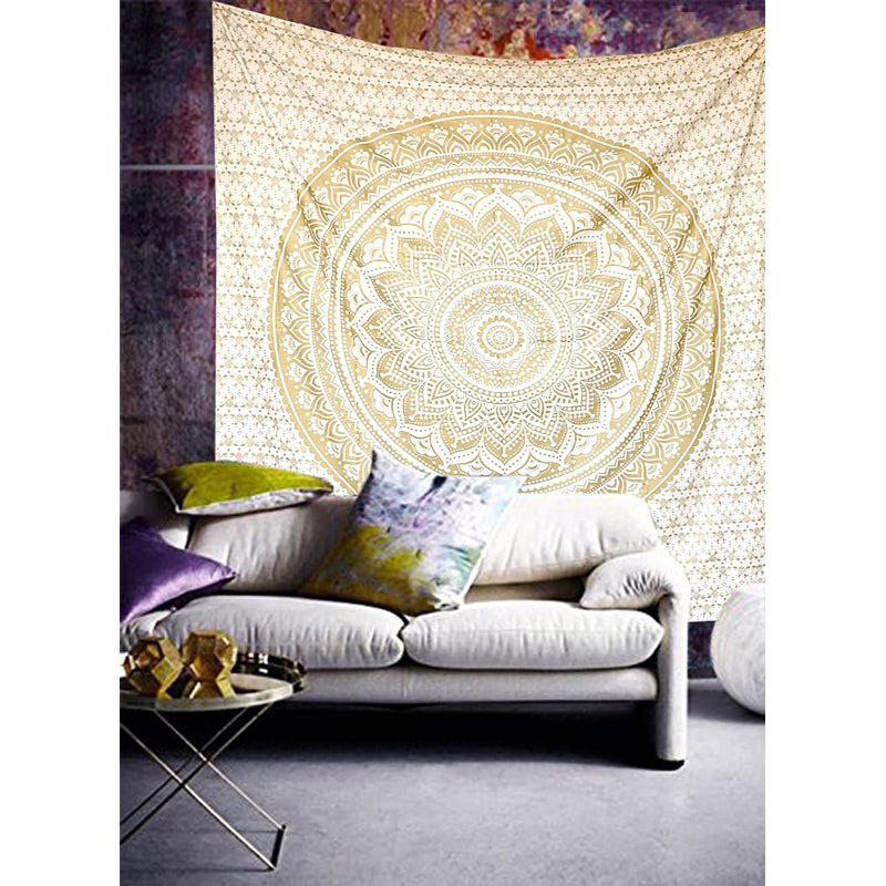 White Gold Ombre Mandala Tapestry For Bedroom- Aesthetic Tapestry - Indie Wall Tapestry Hippie Room Decor - Boho Tapestry's -Trippy Small Tapestry Wall Hanging