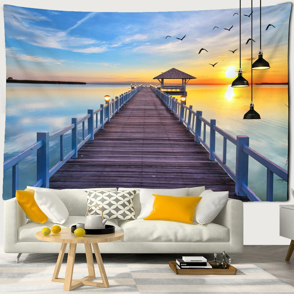 Sea View Castle Tapestry Wall Hanging Tapis Cloth