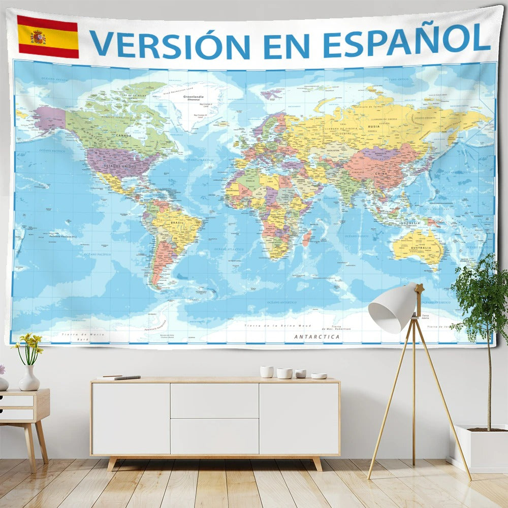 Spanish World Map Tapestry Wall Hanging Tapis Cloth