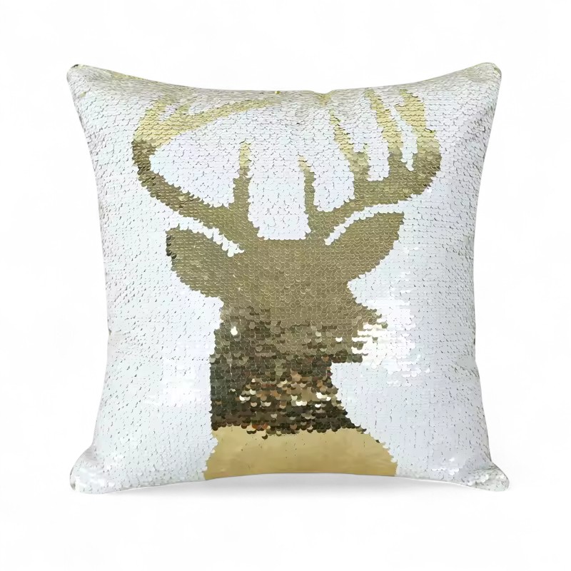 Christmas Sequin Deer And Snowflake Decorative Cushion CoverChristmas Sequin Deer And Snowflake Decorative Cushion Cover - Image 4