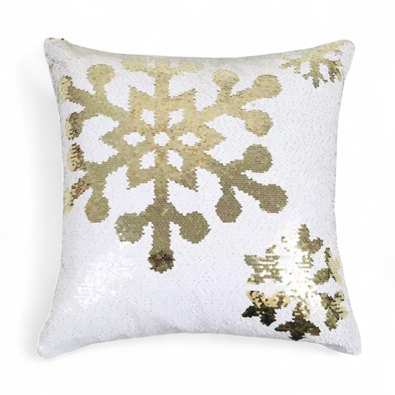 Christmas Sequin Deer And Snowflake Decorative Cushion CoverChristmas Sequin Deer And Snowflake Decorative Cushion Cover - Image 2