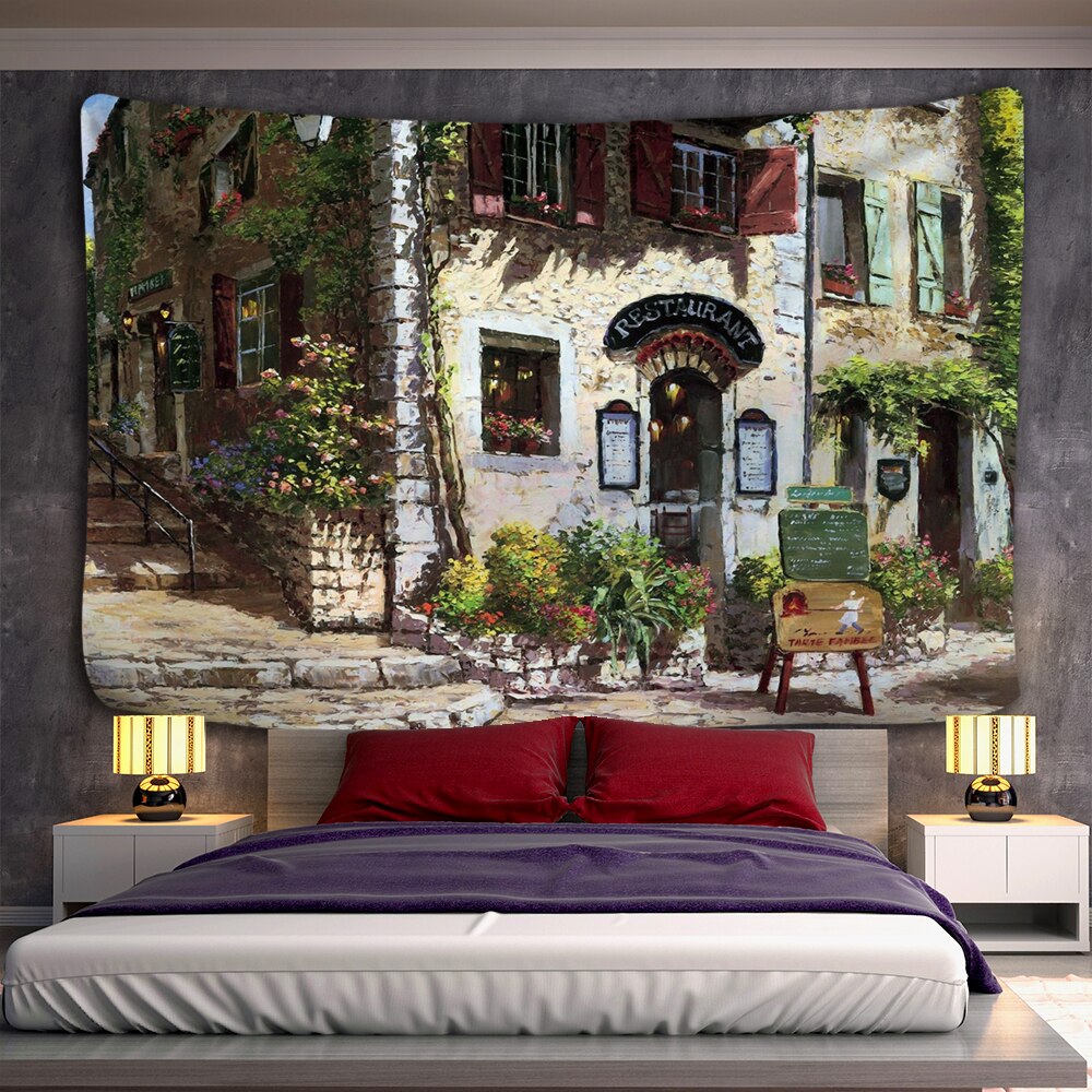 Beautiful Retro Oil Painting Tapestry Wall Hanging Tapis Cloth