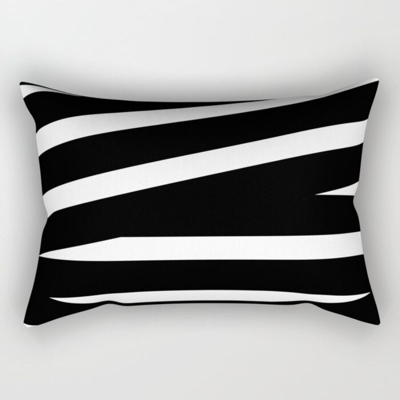 Black And White Printed Rectangular Pillow Cover