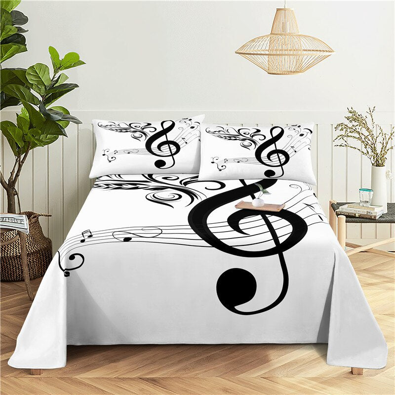 Music Themed Print Bed Flat Bedding Set