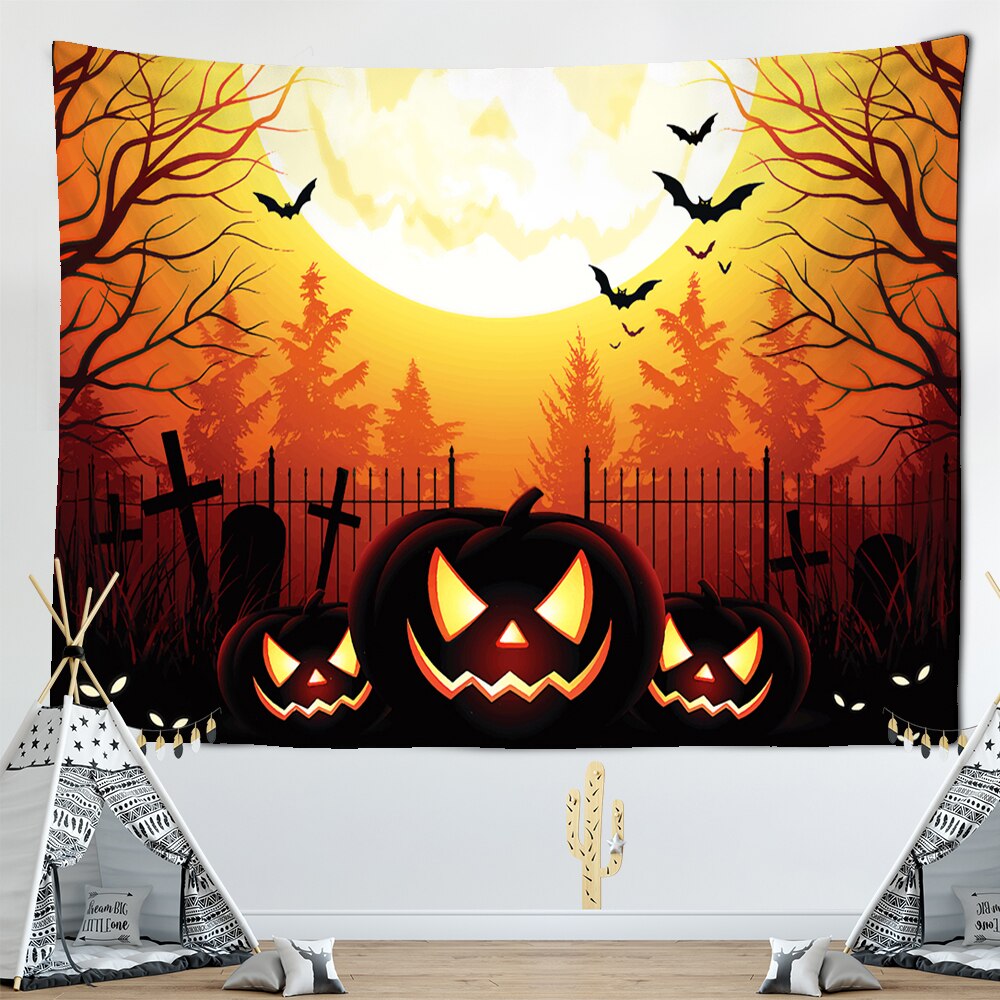 Scary Pumpkin Halloween Tapestry Wall Hanging Tapis Cloth