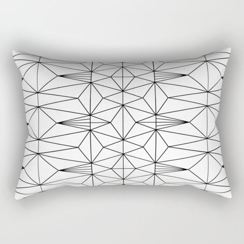 Black And White Printed Rectangular Pillow Cover