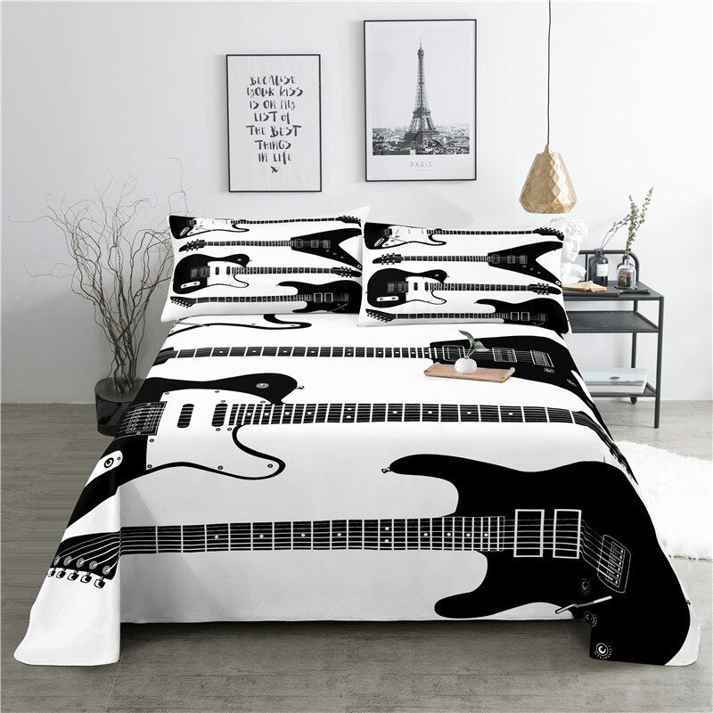 Music Themed Print Bed Flat Bedding Set